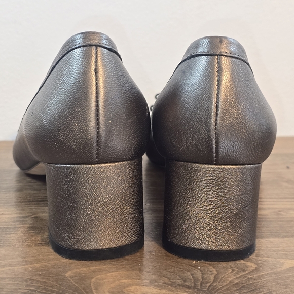 Stuart Weiztman Gold Metallic Block Heel Pumps Women's Size 9M - Picture 8 of 11